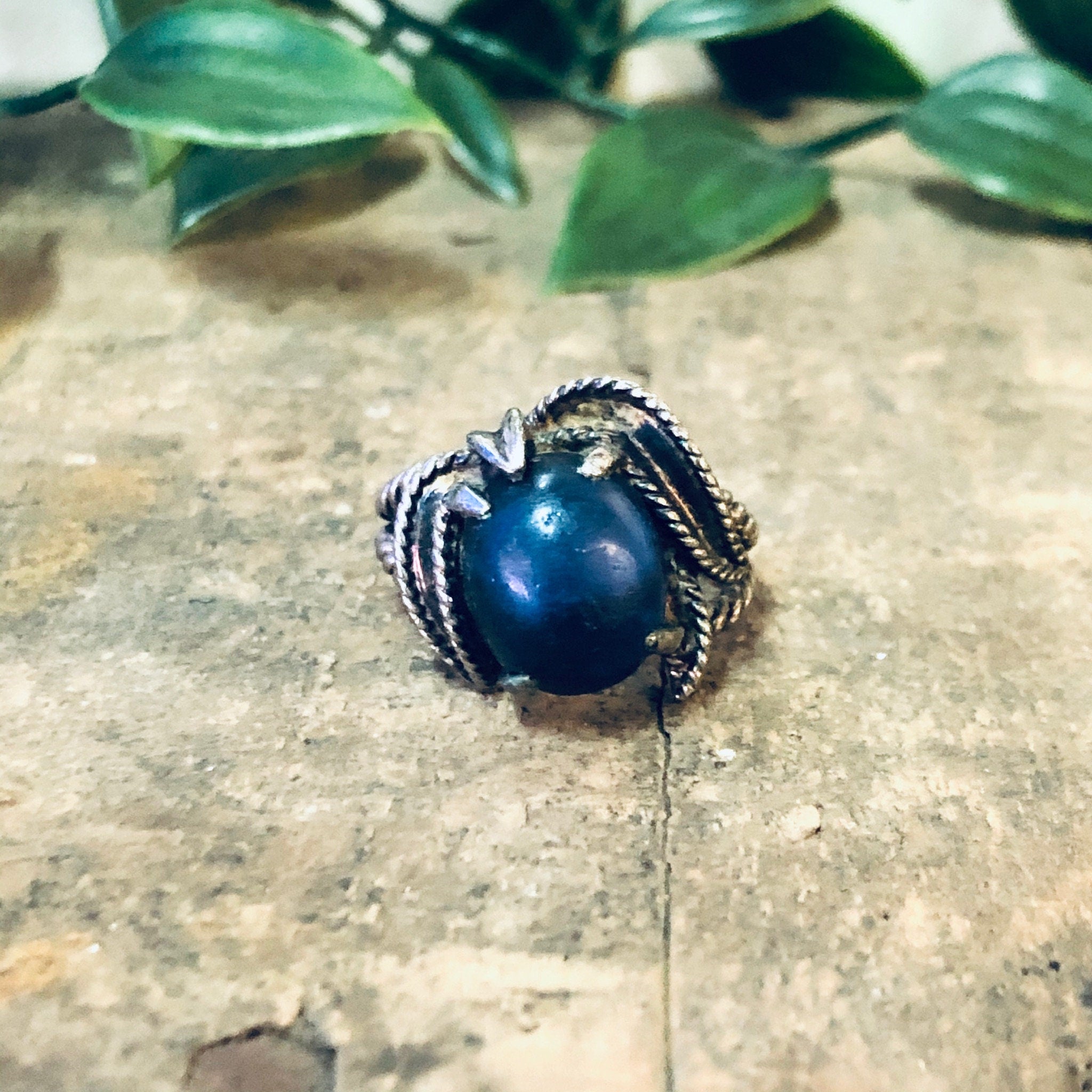 Vintage Ring, Silver Ring, Blue Stone, Blue and Silver, Unique Jewelry, Vintage Jewelry, Statement Ring, Blue Jewelry, Promise Ring, 925