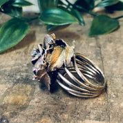 Vintage Ring, Silver Vermeil Ring, Les Bernard Ring, Rhinestone Ring, Flower Ring, Large Cocktail Ring, Silver Ring, Vermeil Ring, Floral