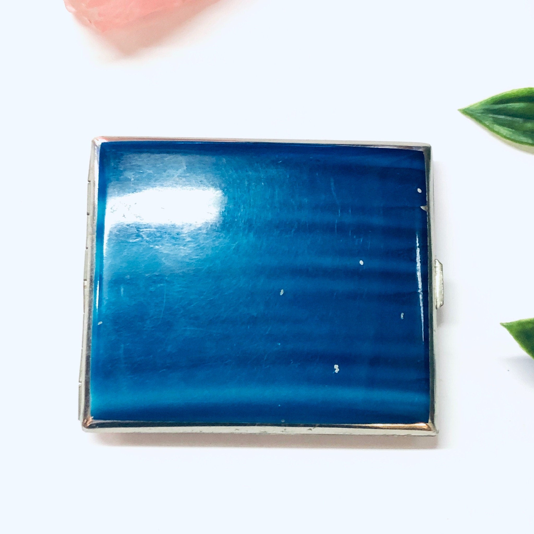Vintage Case, Cigarette Case, Business Card Case, Souvenir From Japan, Souvenir From Korea, Map Souvenir, Map Case, Mountain Case, Blue Case