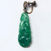 Vintage Earrings, Screw Back Earrings, 14K Gold Earrings, Yellow Gold, Jade Earrings, Jade and Gold, Green Jade Earrings, Unique Jewelry,