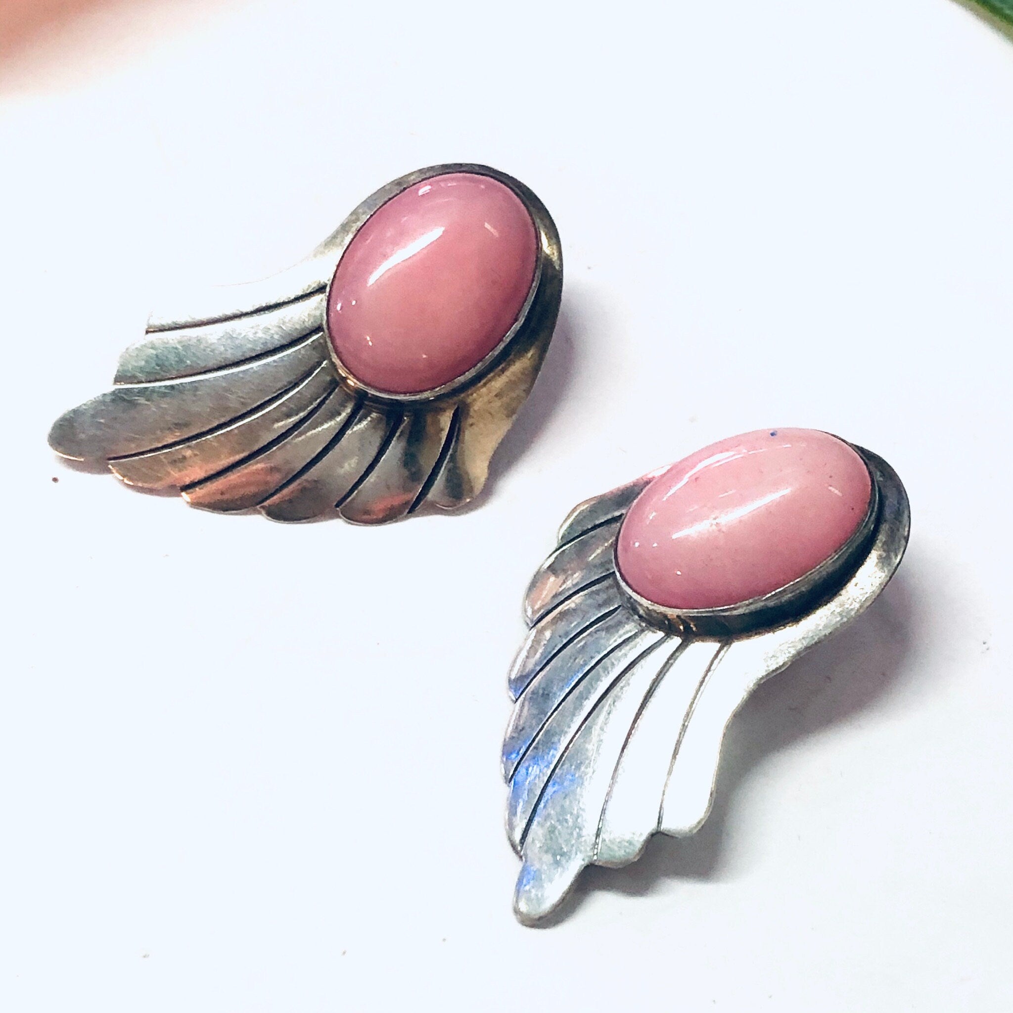 Vintage Earrings, Navajo Earrings, Nakai Earrings, Silver Earrings, Pink Earrings, Pink Stone, Vintage Jewelry, Silver and Pink, Pierced Ear