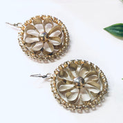 Vintage Earrings, Gold Toned Earrings, Flower Earrings, Large Earrings, Flower Power, Retro Jewelry, Pierced Ears, Hippie Earrings, Unique