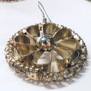 Vintage Earrings, Gold Toned Earrings, Flower Earrings, Large Earrings, Flower Power, Retro Jewelry, Pierced Ears, Hippie Earrings, Unique