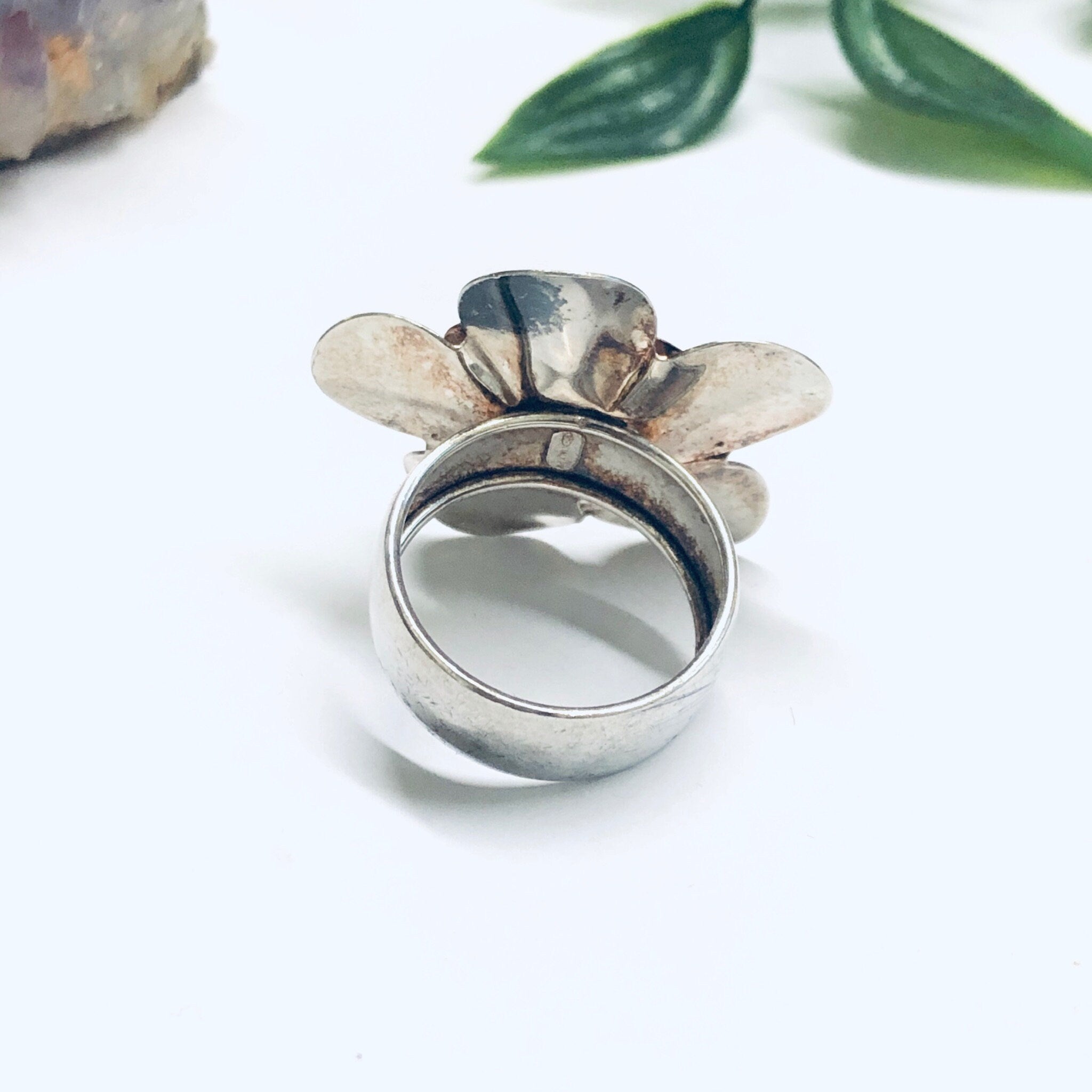 Vintage Paola Valentino Ring, Large Flower Ring, Silver Flower Jewelry, Vintage Silver Ring, Floral Jewelry