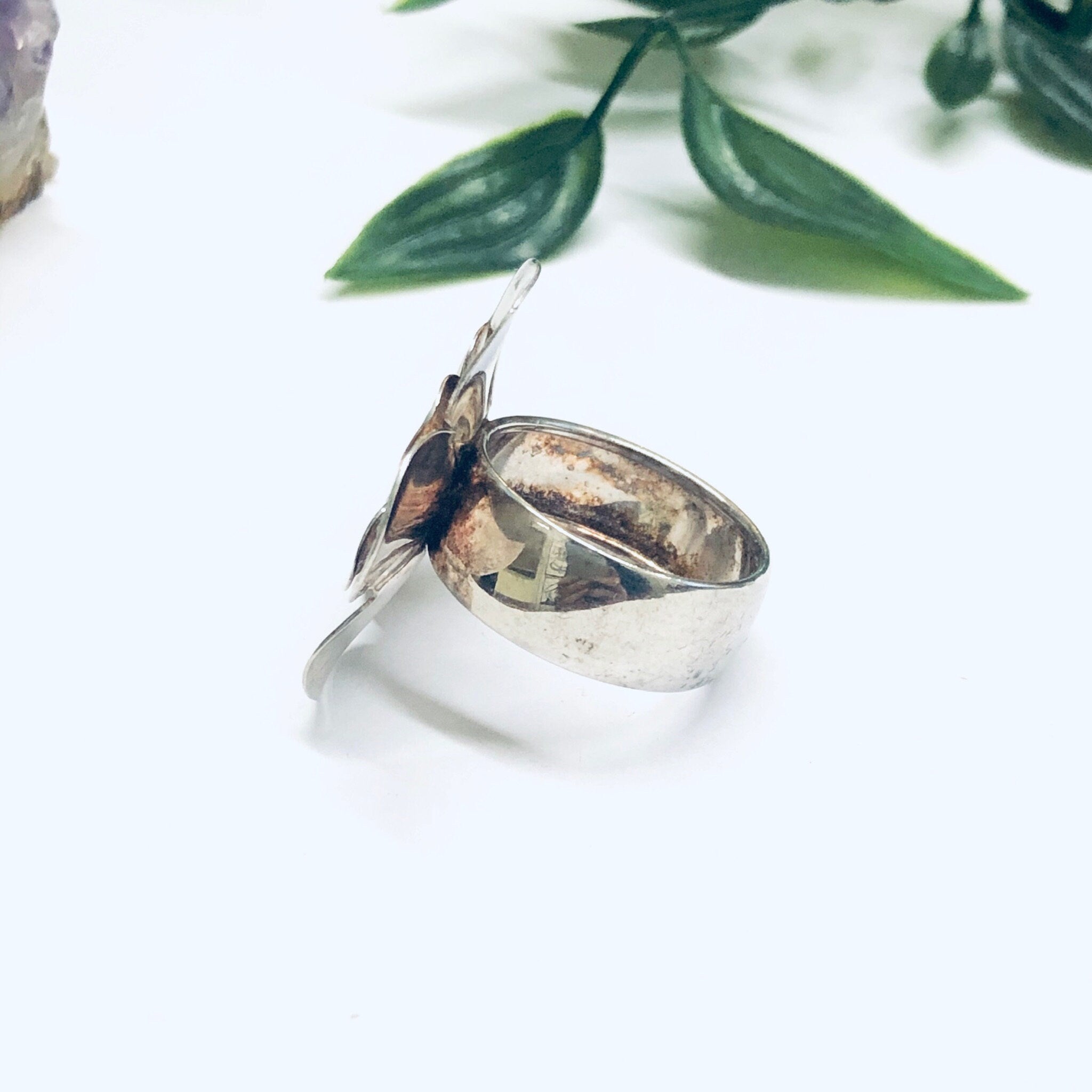 Vintage Paola Valentino Ring, Large Flower Ring, Silver Flower Jewelry, Vintage Silver Ring, Floral Jewelry