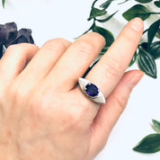 Vintage Silver Ring With Purple Gemstone, Unique Silver Ring, Purple Gemstone Jewelry, Minimalist Style Ring