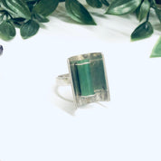 Vintage Adventurine Ring, Silver and Green Ring, Abstract Silver Ring, Unique Jewelry, Adventurine Jewelry
