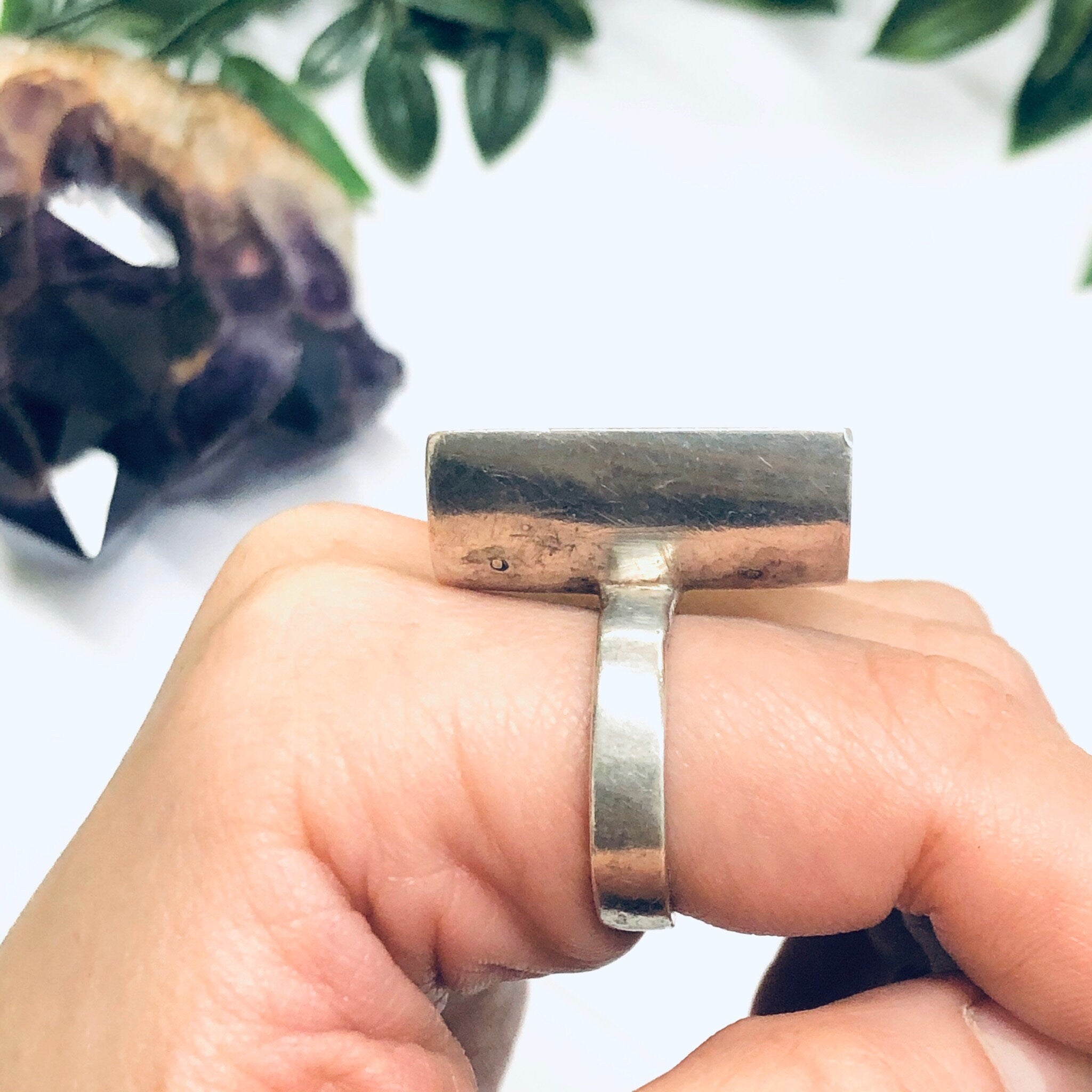 Vintage Adventurine Ring, Silver and Green Ring, Abstract Silver Ring, Unique Jewelry, Adventurine Jewelry