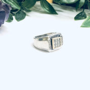 Vintage Silver and 10K Gold Ring, Cubic Zirconia Ring, Mens Ring, Large CZ Ring, 10K Gold Accent
