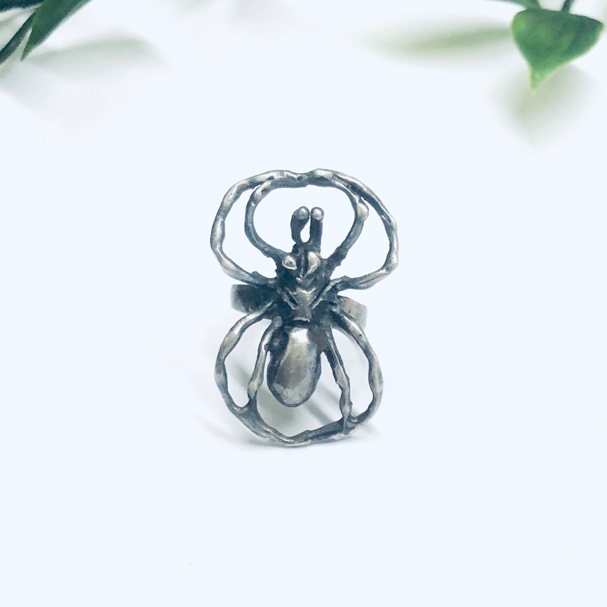 Silver Spider Ring, Large Spider Ring, Vintage Silver Ring, Insect Jewelry, Spooky Spider Ring, Statement Ring