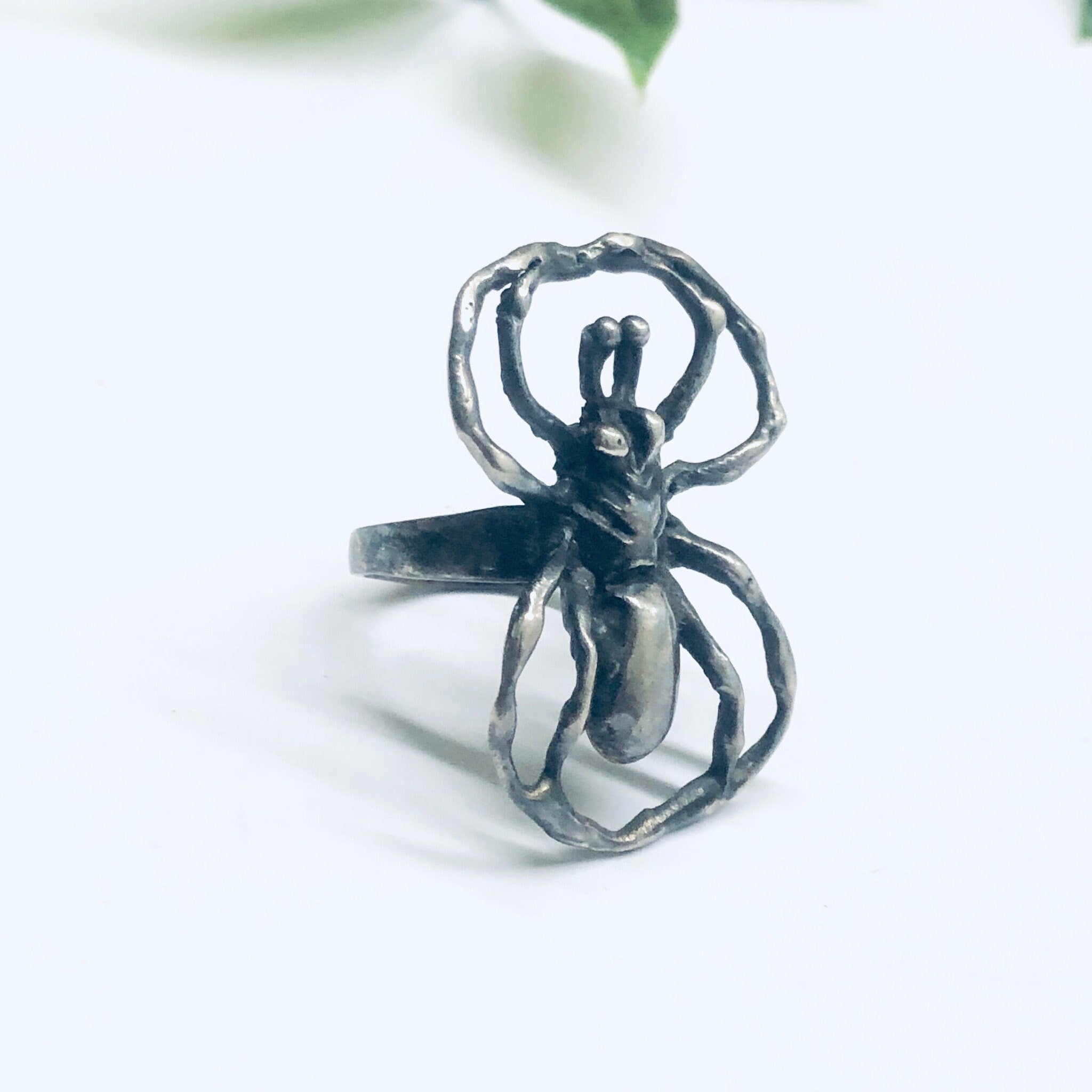 Silver Spider Ring, Large Spider Ring, Vintage Silver Ring, Insect Jewelry, Spooky Spider Ring, Statement Ring