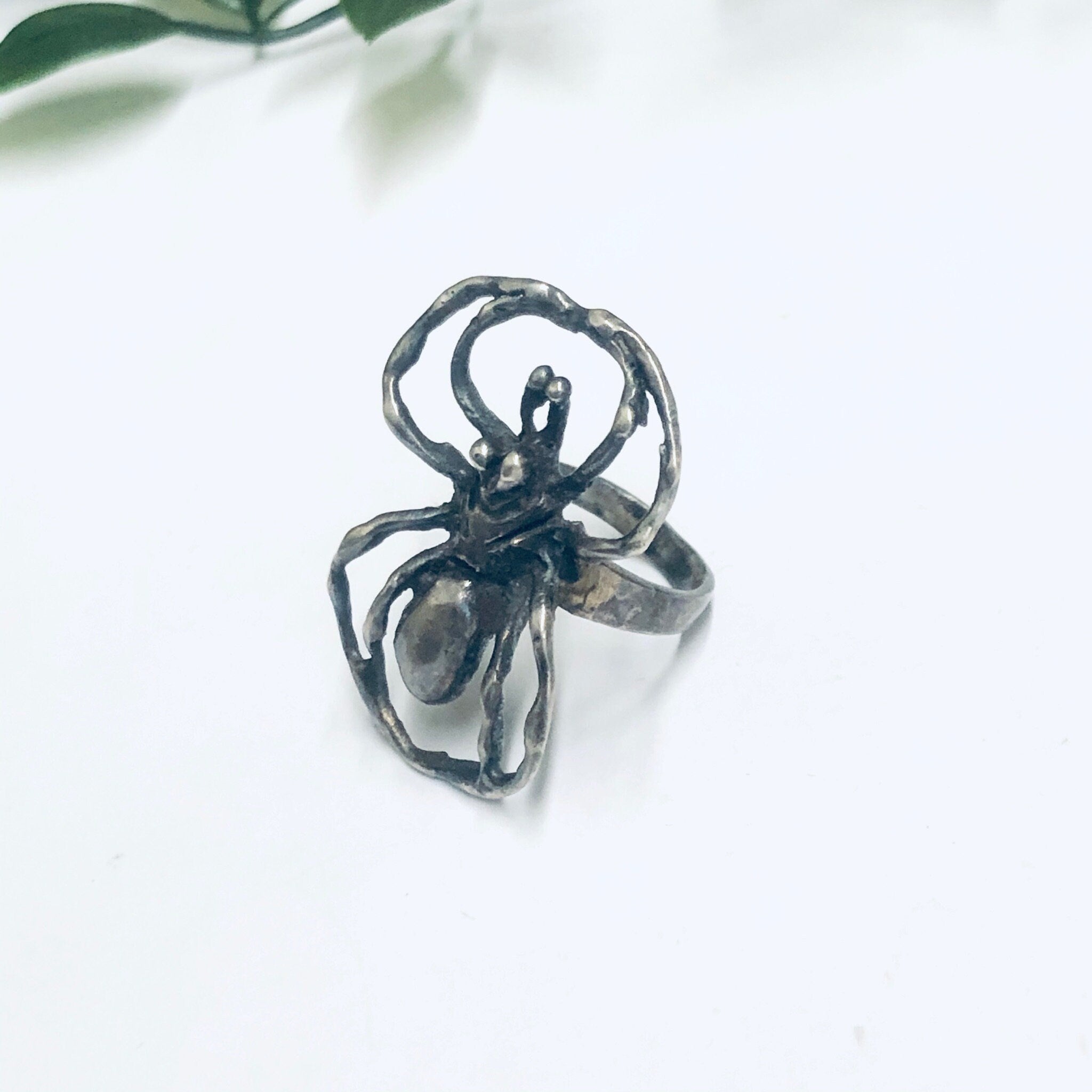 Silver Spider Ring, Large Spider Ring, Vintage Silver Ring, Insect Jewelry, Spooky Spider Ring, Statement Ring