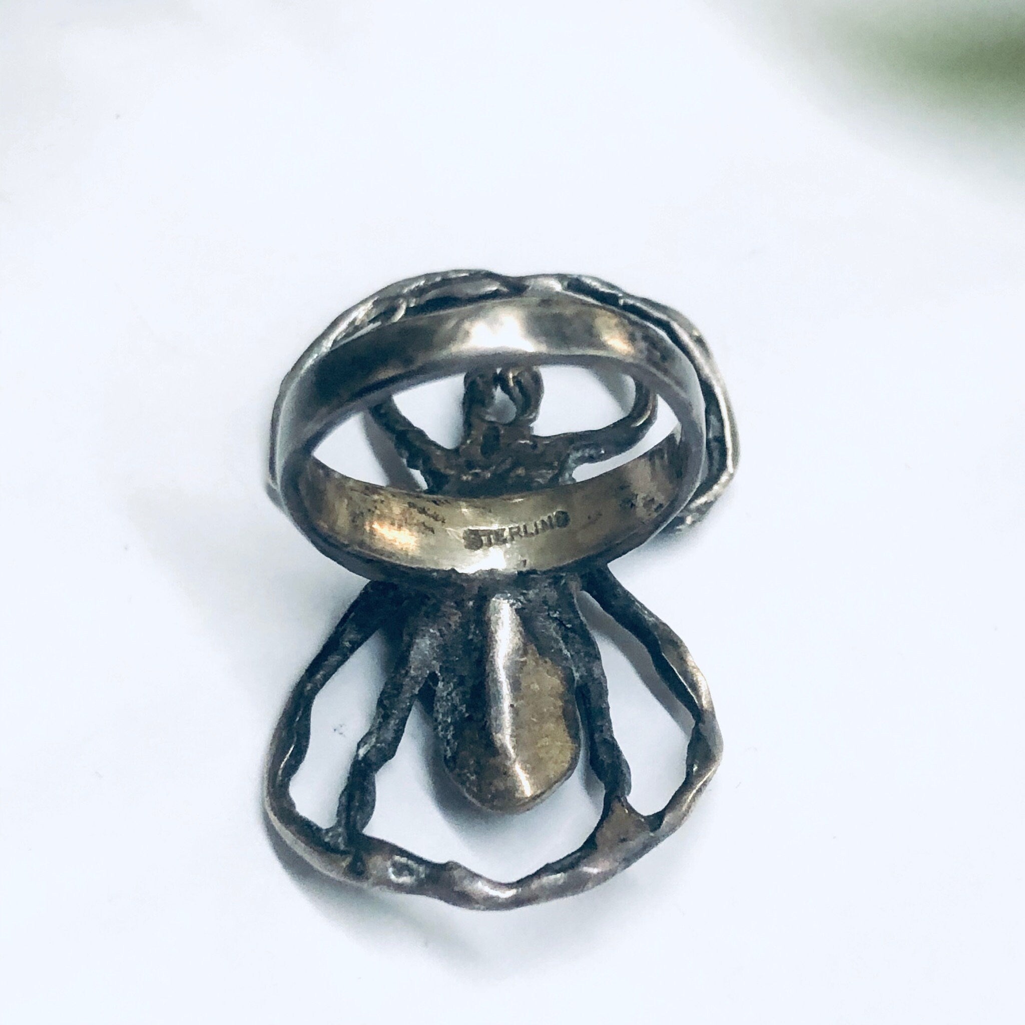 Silver Spider Ring, Large Spider Ring, Vintage Silver Ring, Insect Jewelry, Spooky Spider Ring, Statement Ring
