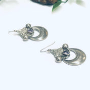 Vintage Silver Dangle Earrings with Amethyst Stones, Statement Earrings, Long Earrings, Light Purple Gemstone