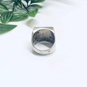 Silver Ring with Natural Inlaid Stones, Black Onyx Ring, Tigers Eye Jewelry, Mens Ring, Vintage Silver Ring
