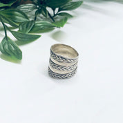 Vintage Silver Ring with Braid Details, Braided Silver Ring, Thick Band Ring, Braid Jewelry