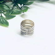 Vintage Silver Ring with Braid Details, Braided Silver Ring, Thick Band Ring, Braid Jewelry
