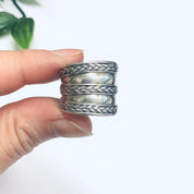 Vintage Silver Ring with Braid Details, Braided Silver Ring, Thick Band Ring, Braid Jewelry