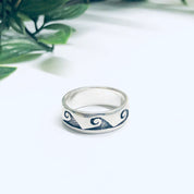 Vintage Silver Wave Ring, Wave Design Ring, Band Ring, Ring with Waves, Wavy Jewelry