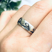 Vintage Silver Wave Ring, Wave Design Ring, Band Ring, Ring with Waves, Wavy Jewelry