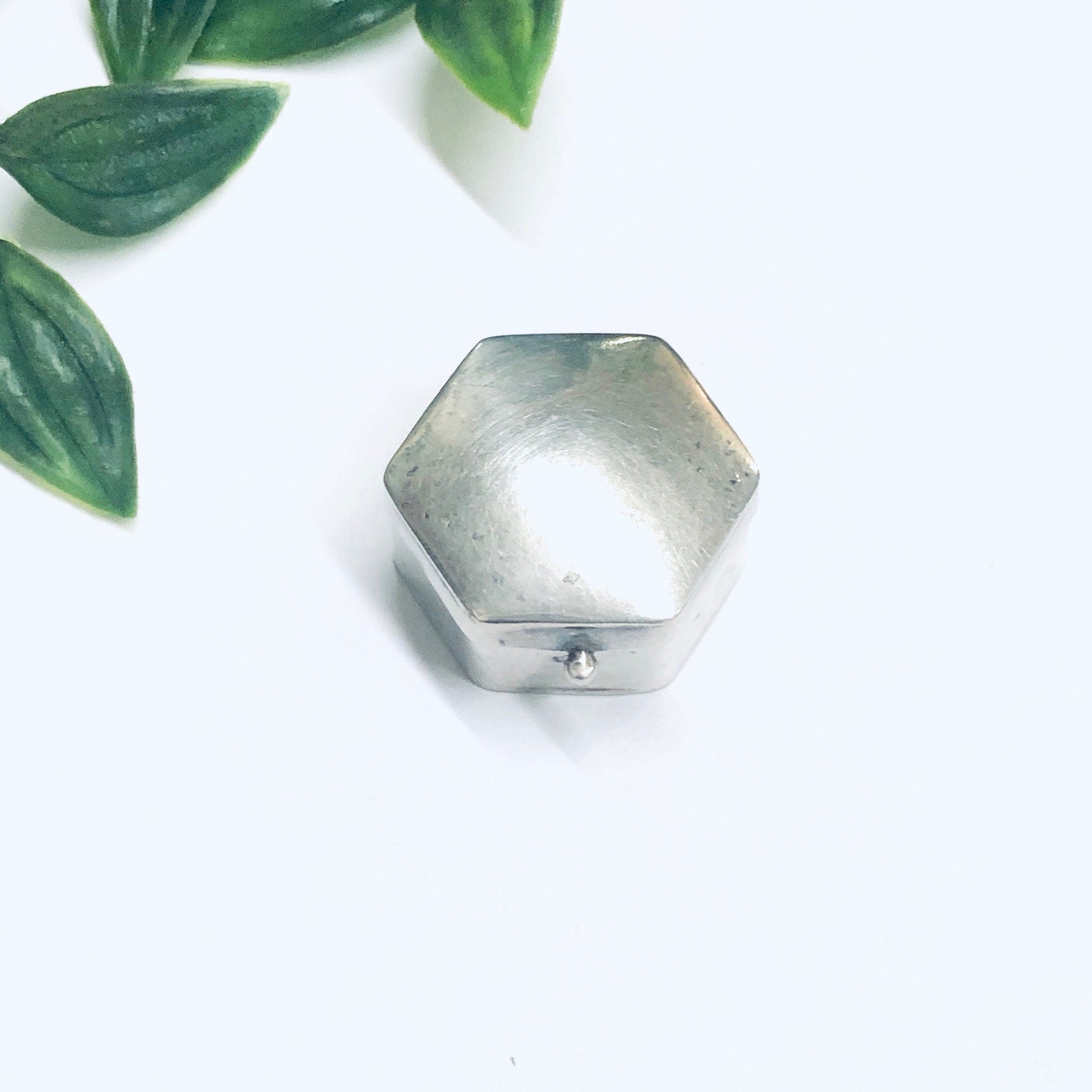 Silver Pill Box, Vintage Pill Box, Pill Container, Hexagon Box, Small Container, Travel Pill Case