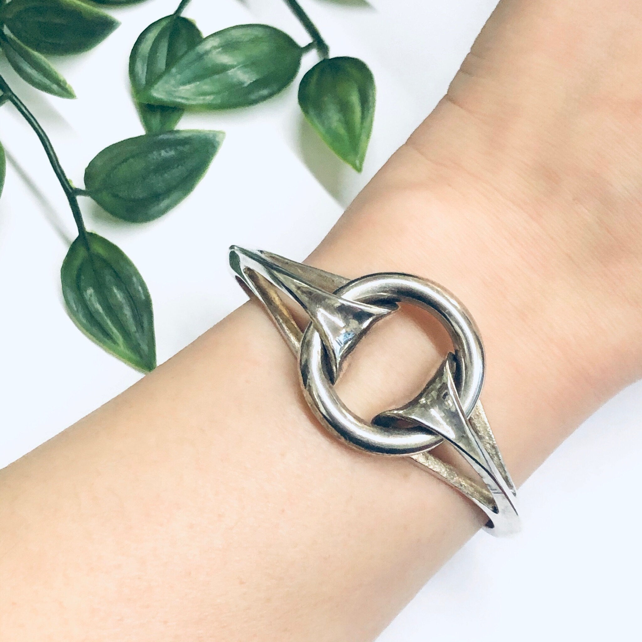 Vintage Silver Bracelet, Unique Silver Jewelry, Brutalist Style Jewelry, Bangle Bracelet,