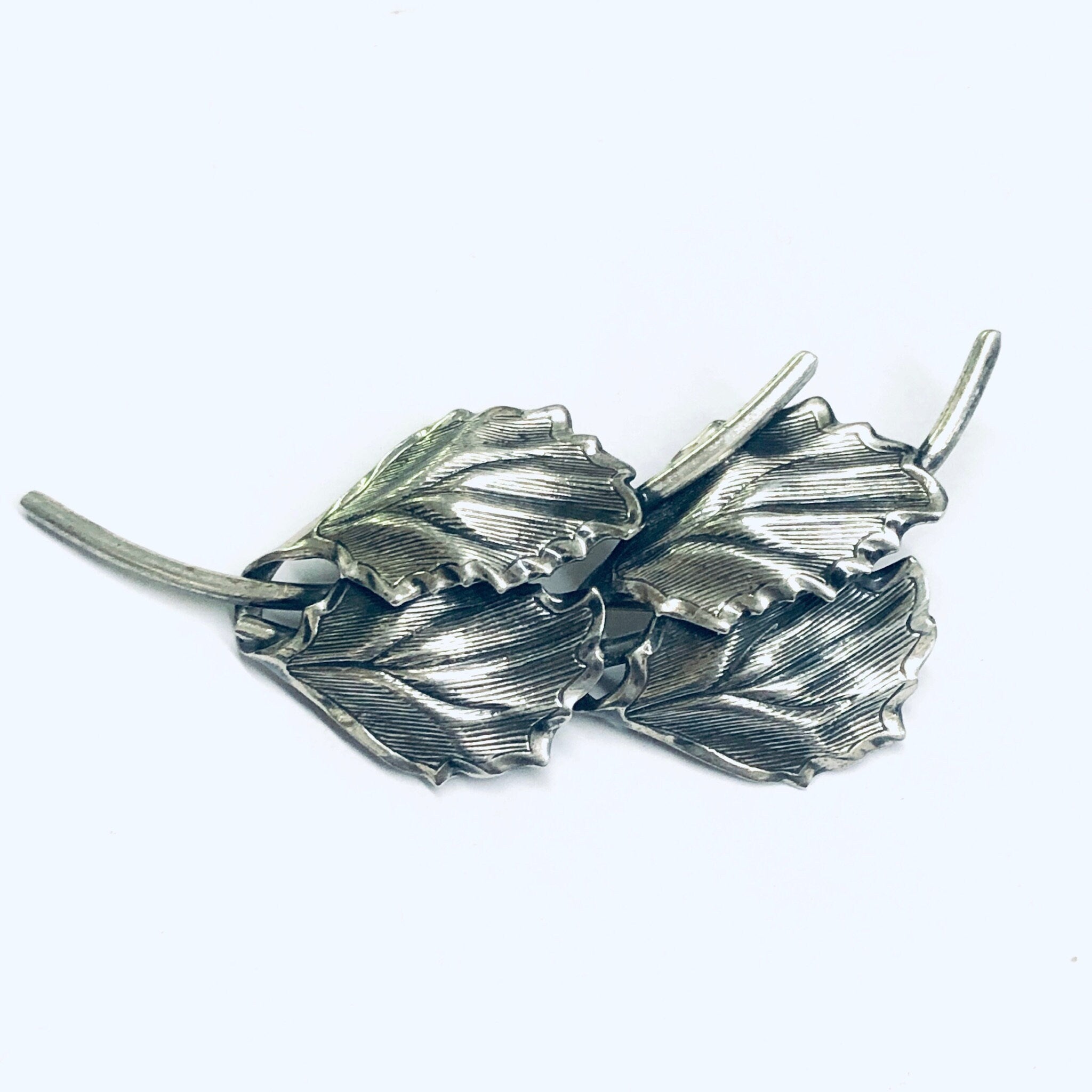 Vintage Beau Sterling Brooch, Silver Leaf Pin, Beau Sterling Jewelry, Vintage Pin, Four Leaf Brooch