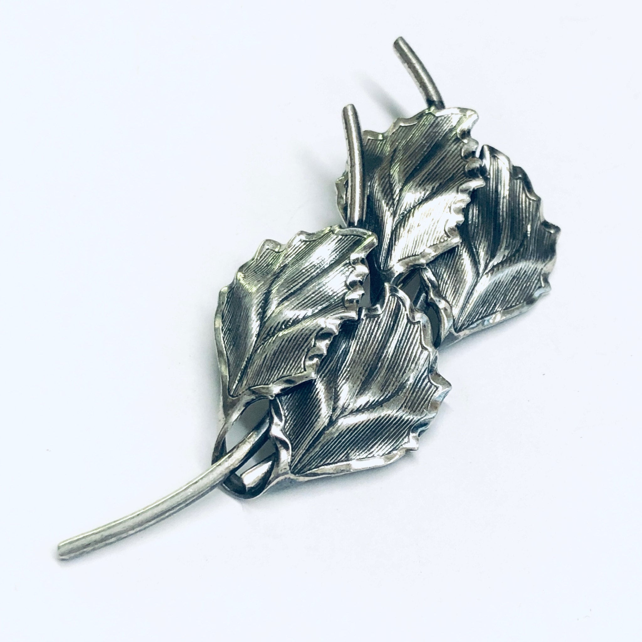 Vintage Beau Sterling Brooch, Silver Leaf Pin, Beau Sterling Jewelry, Vintage Pin, Four Leaf Brooch