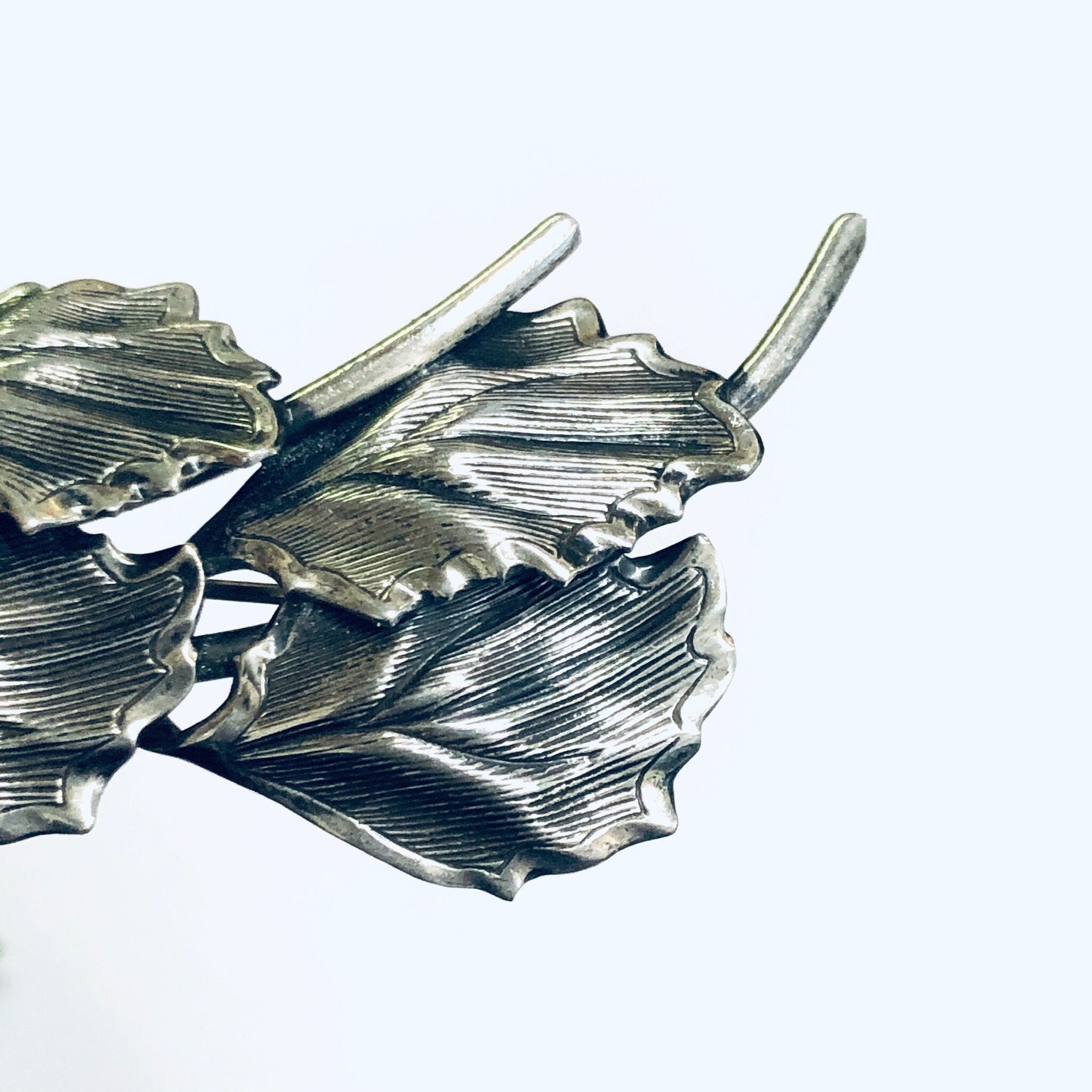 Vintage Beau Sterling Brooch, Silver Leaf Pin, Beau Sterling Jewelry, Vintage Pin, Four Leaf Brooch
