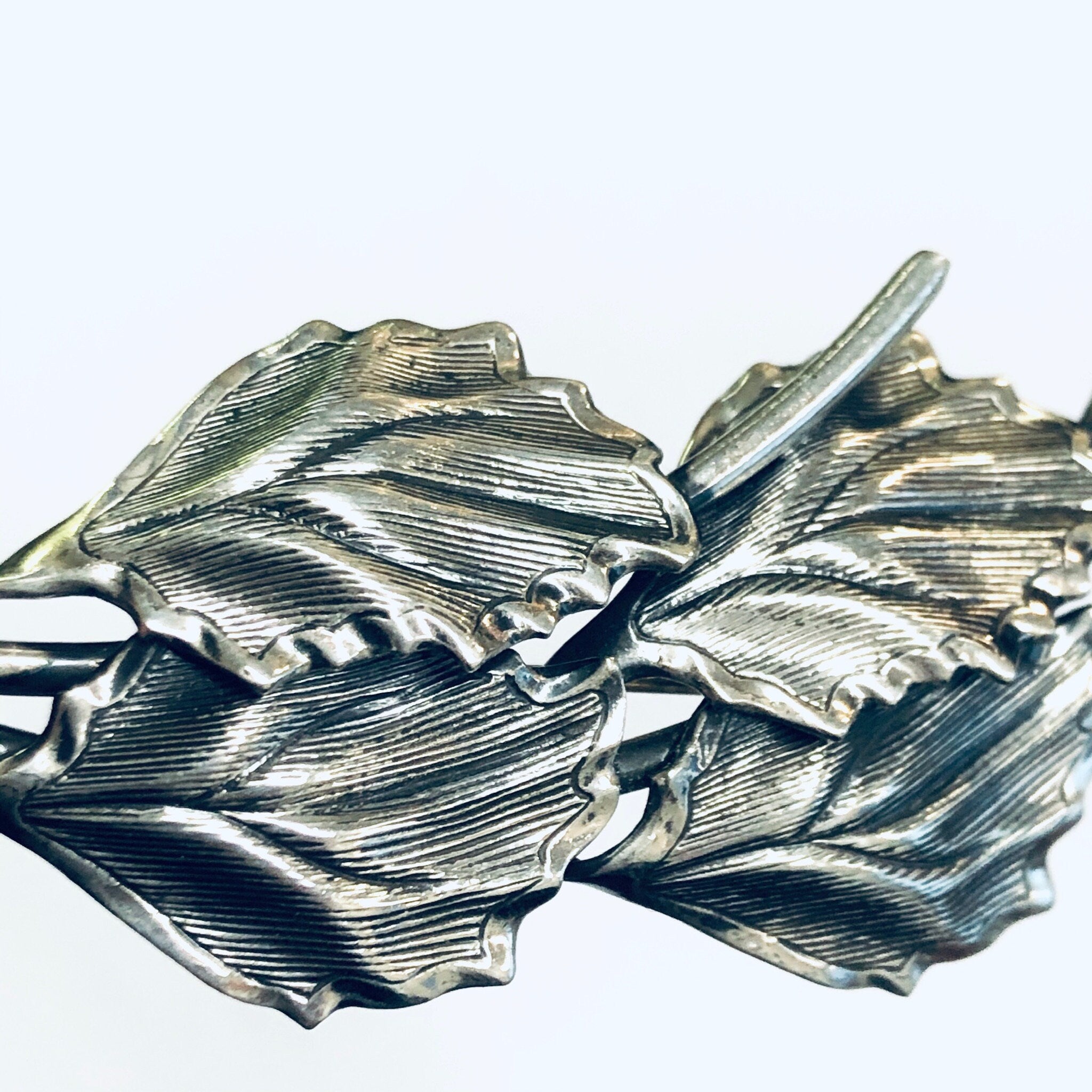 Vintage Beau Sterling Brooch, Silver Leaf Pin, Beau Sterling Jewelry, Vintage Pin, Four Leaf Brooch