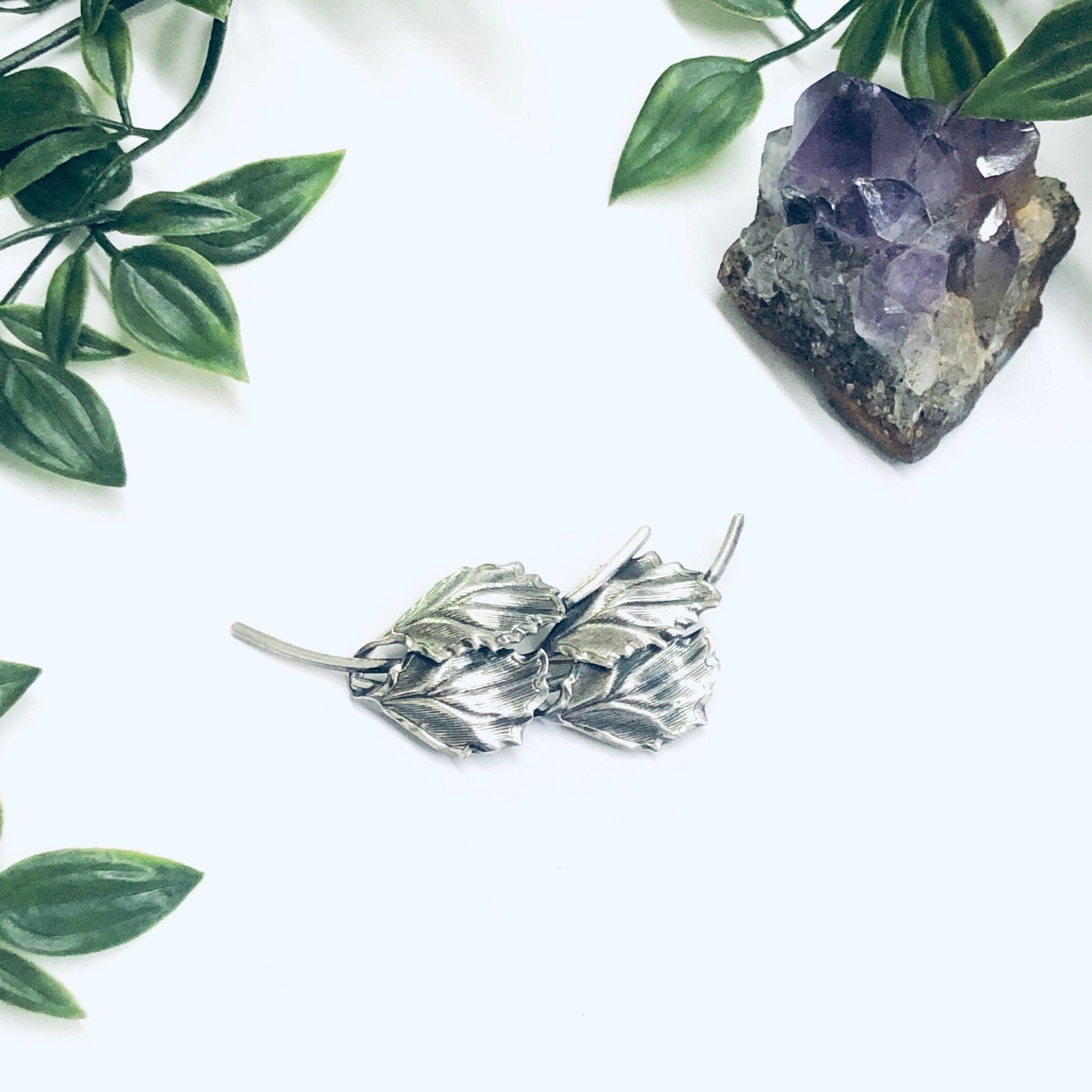 Vintage Beau Sterling Brooch, Silver Leaf Pin, Beau Sterling Jewelry, Vintage Pin, Four Leaf Brooch
