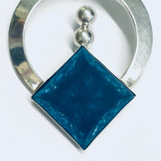 Vintage Blue Pendant, Blue Stone Jewelry, Silver Pendant, Vintage Blue Necklace, Abstract Silver Pendant, Unique Jewelry Design