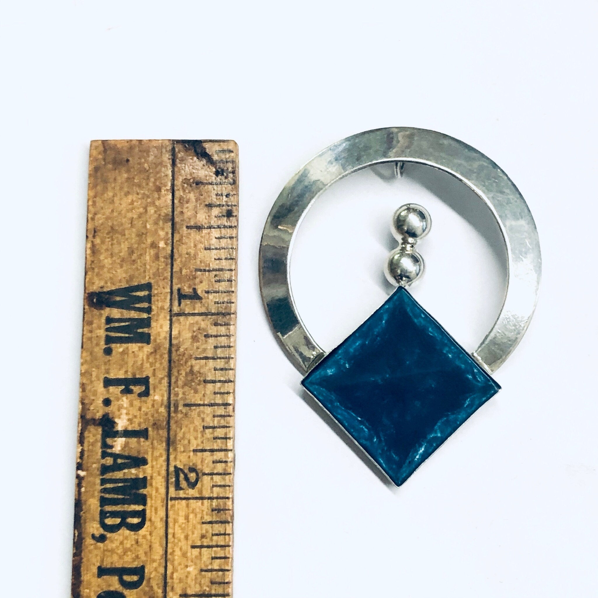 Vintage Blue Pendant, Blue Stone Jewelry, Silver Pendant, Vintage Blue Necklace, Abstract Silver Pendant, Unique Jewelry Design