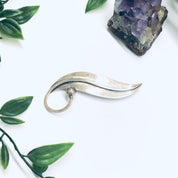 Delfino Taxco Brooch, Lily of the Valley Leaf Pin, Modernist Taxco Brooch, Midcentury Modern Jewelry, Silver Leaf Brooch, Large Leaf Pin