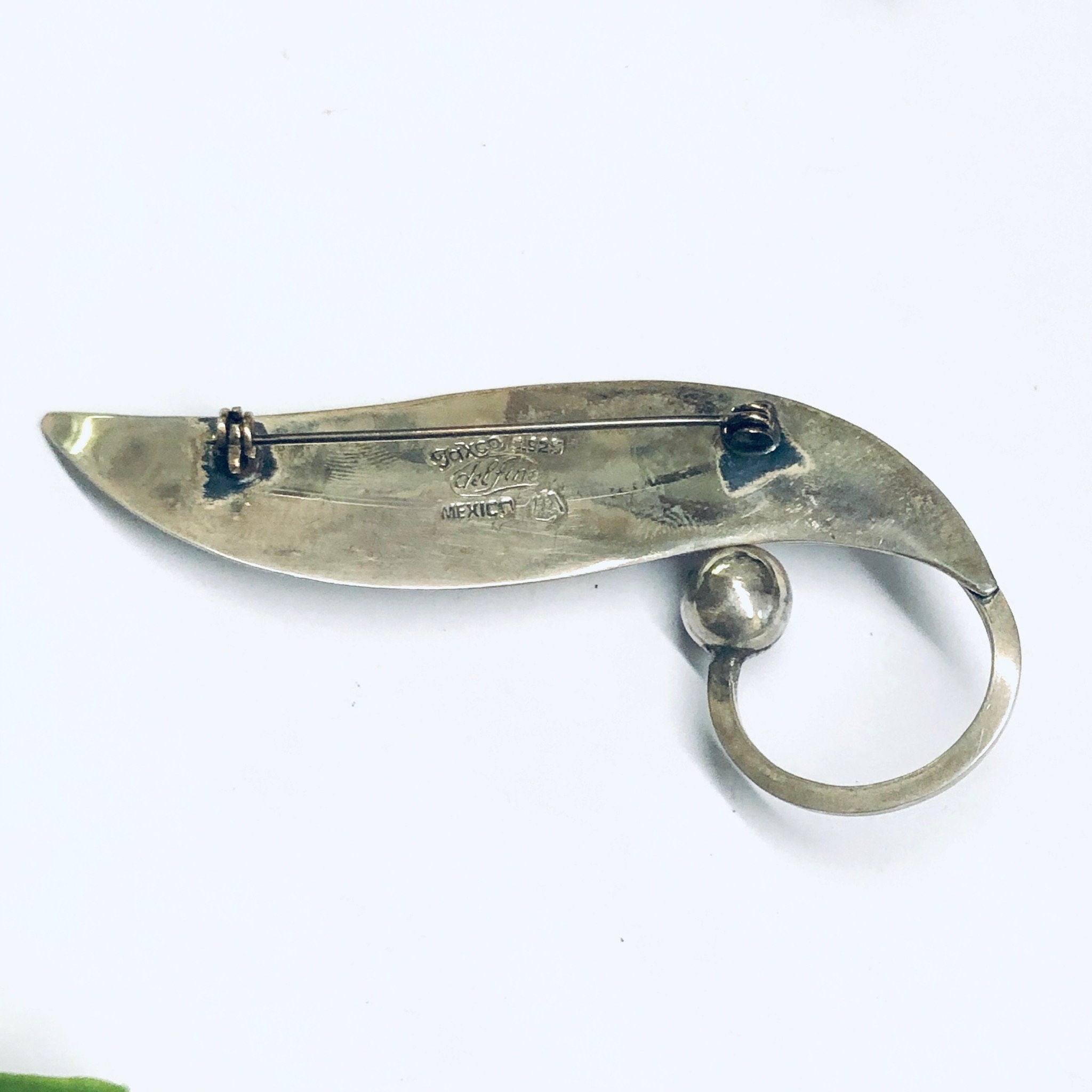 Delfino Taxco Brooch, Lily of the Valley Leaf Pin, Modernist Taxco Brooch, Midcentury Modern Jewelry, Silver Leaf Brooch, Large Leaf Pin