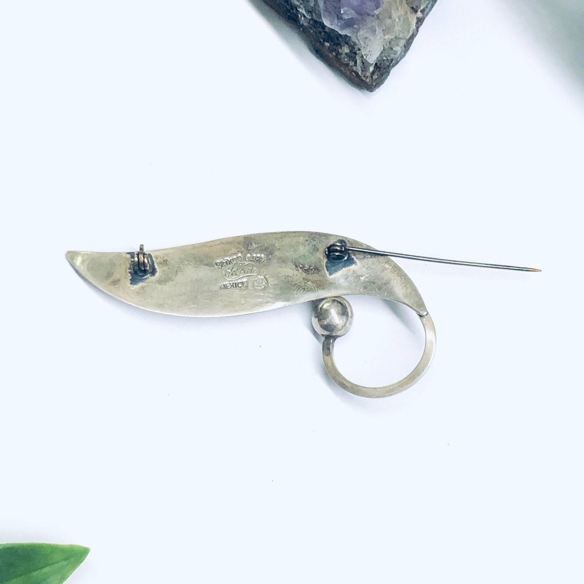Delfino Taxco Brooch, Lily of the Valley Leaf Pin, Modernist Taxco Brooch, Midcentury Modern Jewelry, Silver Leaf Brooch, Large Leaf Pin