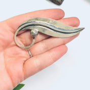 Delfino Taxco Brooch, Lily of the Valley Leaf Pin, Modernist Taxco Brooch, Midcentury Modern Jewelry, Silver Leaf Brooch, Large Leaf Pin