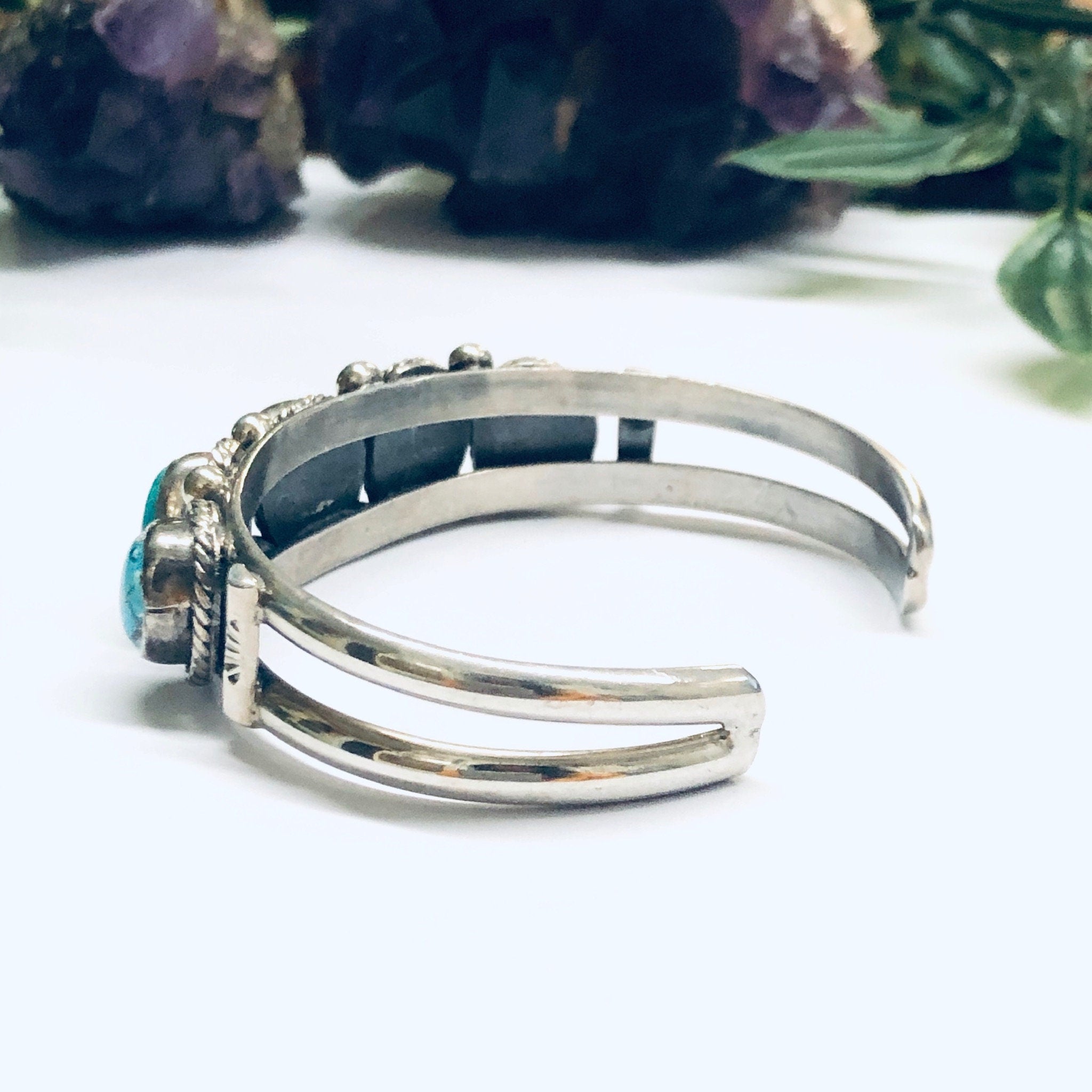 Vintage Turquoise Bracelet, Turquoise Cuff Bracelet, Silver and Turquoise Bracelet, Blue Turquoise Stones