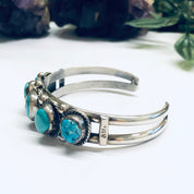Vintage Turquoise Bracelet, Turquoise Cuff Bracelet, Silver and Turquoise Bracelet, Blue Turquoise Stones