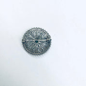 Vintage Round Brooch, Green Stone Brooch, Vintage Silver Jewelry, Cut Out Brooch, Small Round Pin, Vintage Pin