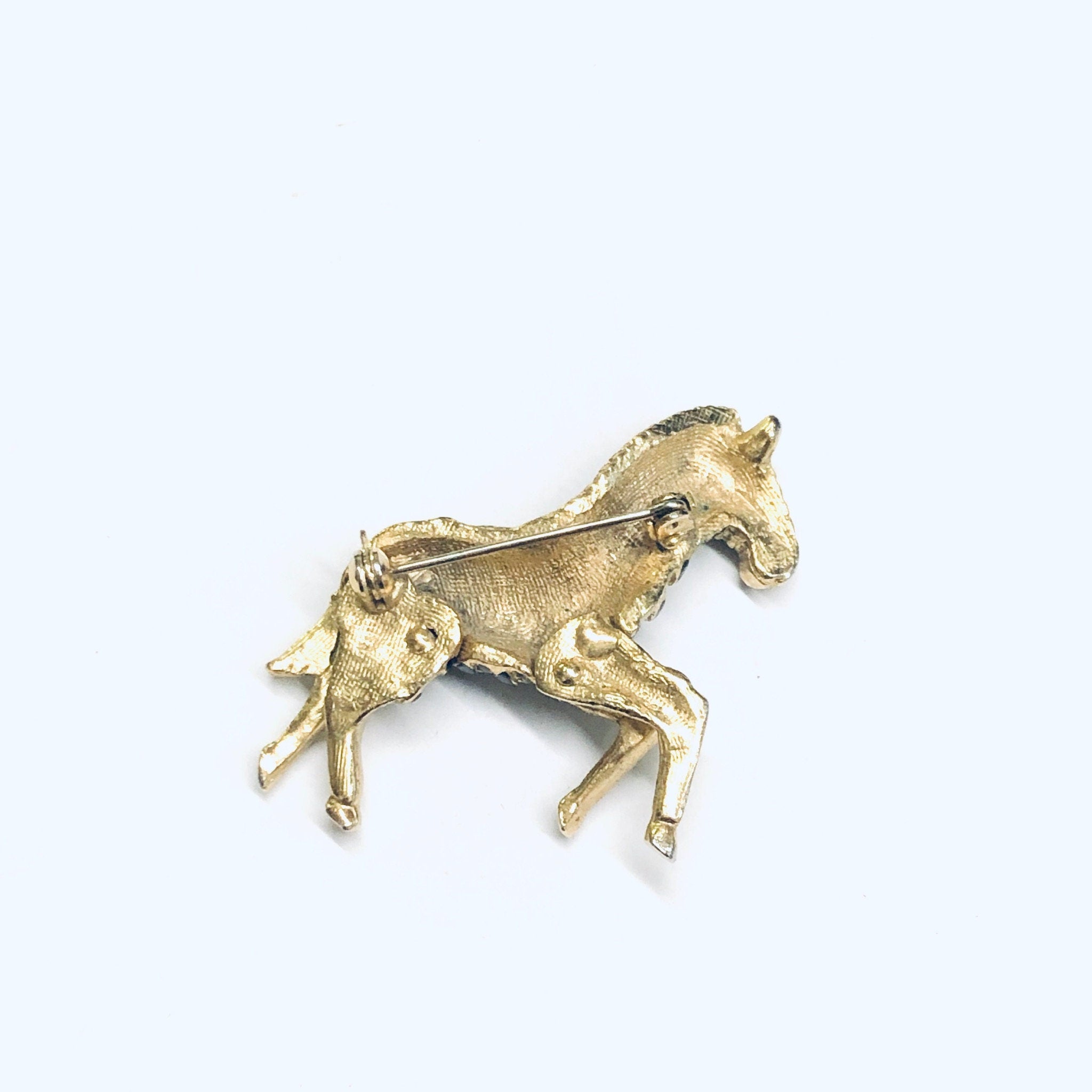 Vintage Zebra Brooch, Rhinestone Zebra Pin, Gold Toned Brooch, Vintage Animal Pin, Animal Jewelry