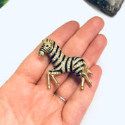 Vintage Zebra Brooch, Rhinestone Zebra Pin, Gold Toned Brooch, Vintage Animal Pin, Animal Jewelry