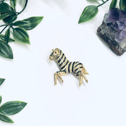 Vintage Zebra Brooch, Rhinestone Zebra Pin, Gold Toned Brooch, Vintage Animal Pin, Animal Jewelry