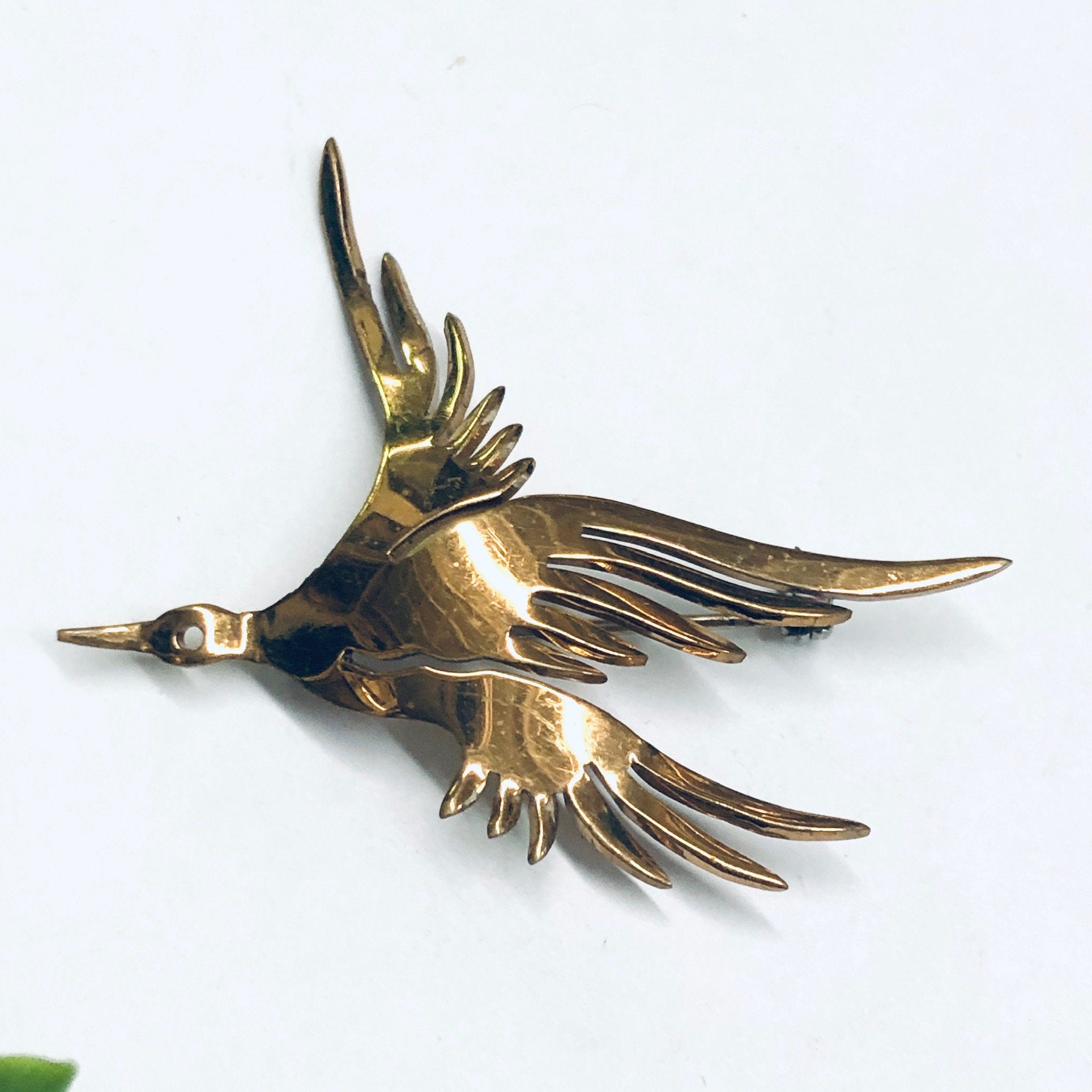 Pair of Vintage Bird Brooches, Two Bird Brooches, Gold Toned Pins, Flying Bird Pin, Gold Bird Pins, Animal Jewelry