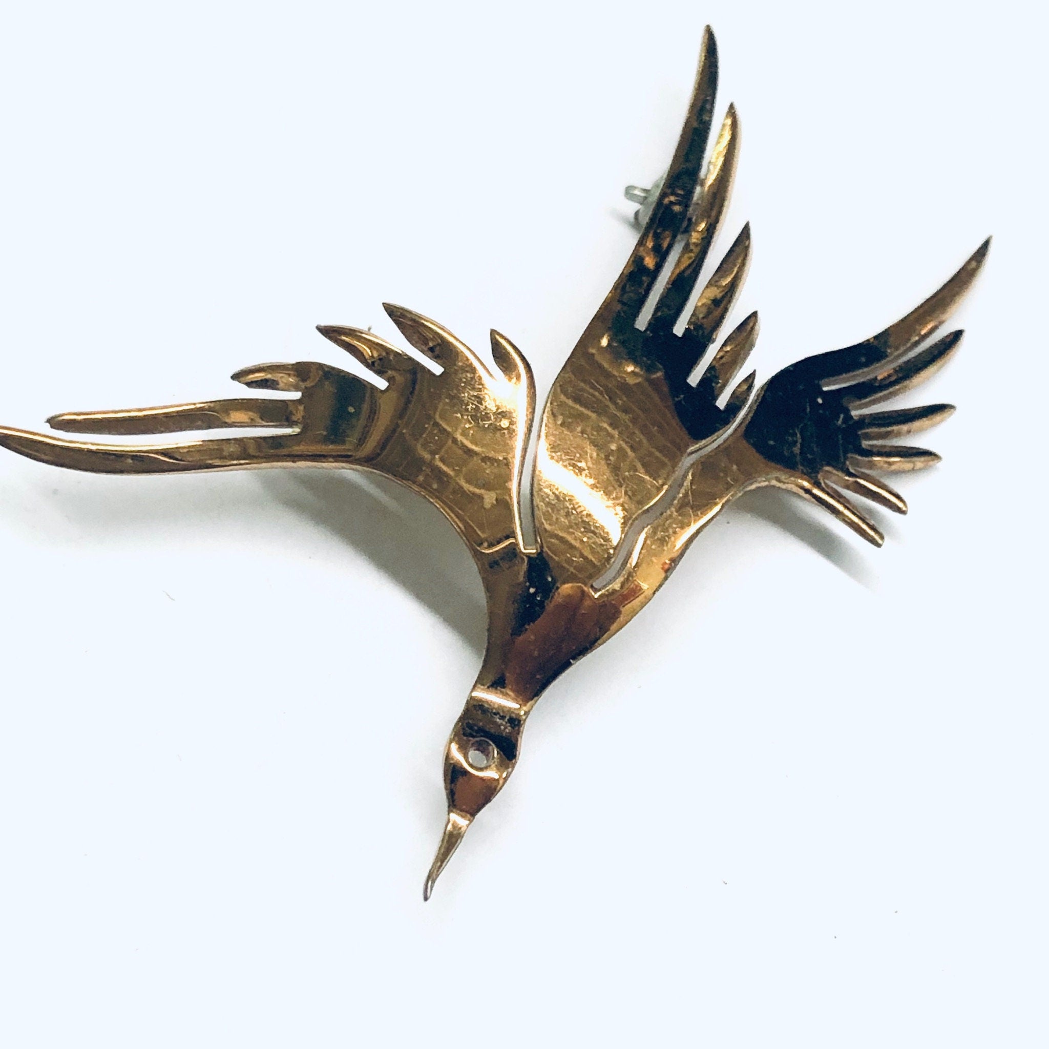 Pair of Vintage Bird Brooches, Two Bird Brooches, Gold Toned Pins, Flying Bird Pin, Gold Bird Pins, Animal Jewelry