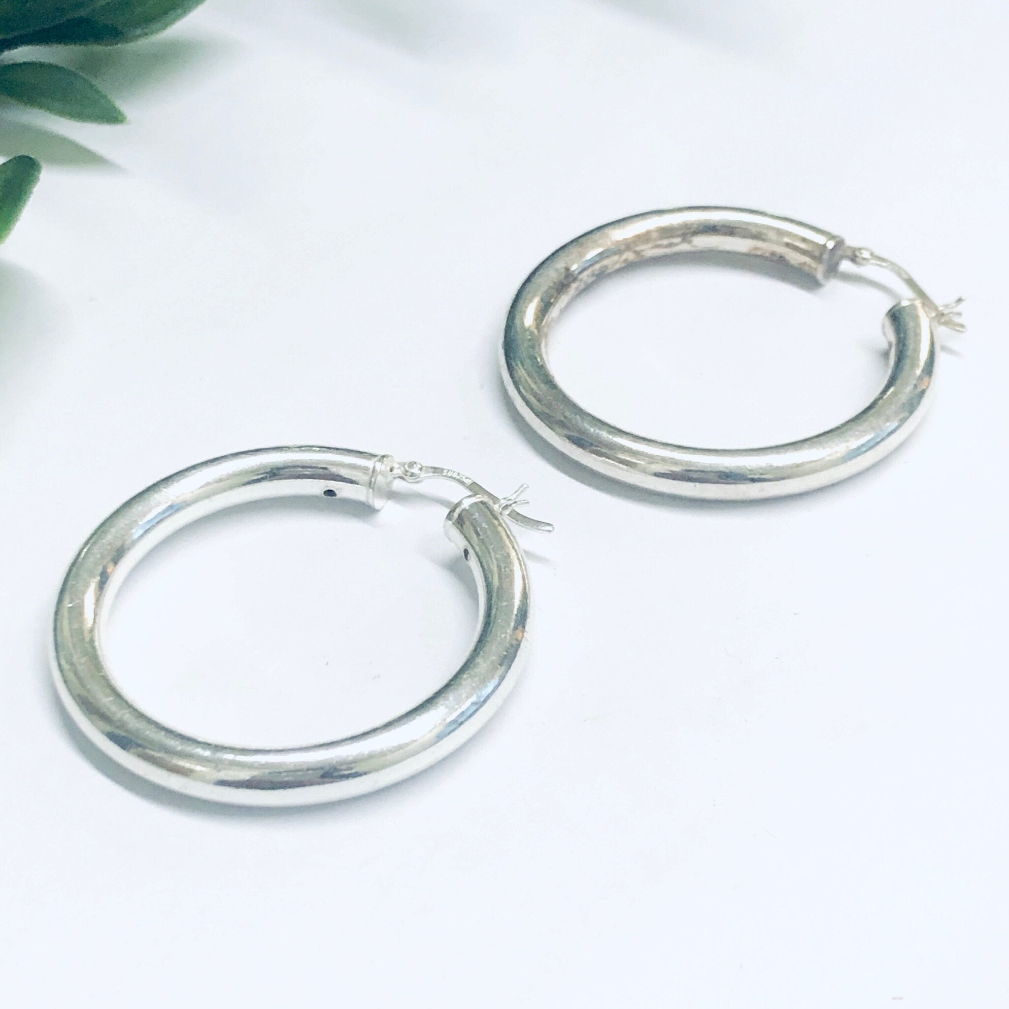 Silver Hoop Earrings, Medium Sized Hoop Earring, Silver Hoops, Hollow Hoop Earrings, Pierced Ears, Silver Earrings