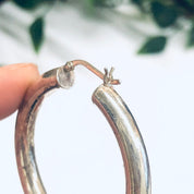 Silver Hoop Earrings, Medium Sized Hoop Earring, Silver Hoops, Hollow Hoop Earrings, Pierced Ears, Silver Earrings