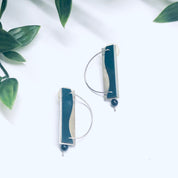 Abstract Silver Earrings, Vintage Earrings, Green and Silver Earrings, Unique Vintage Earrings, Abstract Jewelry