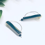 Abstract Silver Earrings, Vintage Earrings, Green and Silver Earrings, Unique Vintage Earrings, Abstract Jewelry