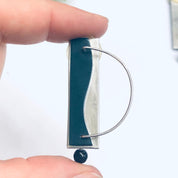 Abstract Silver Earrings, Vintage Earrings, Green and Silver Earrings, Unique Vintage Earrings, Abstract Jewelry